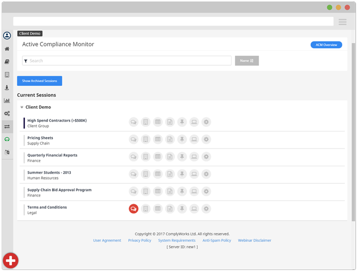 screenshot of Active Compliance Monitor